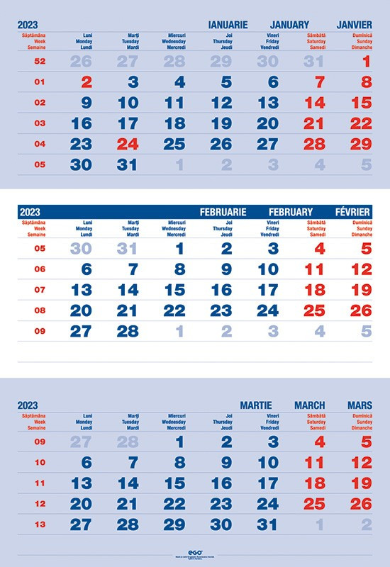 Calendare de perete triptice